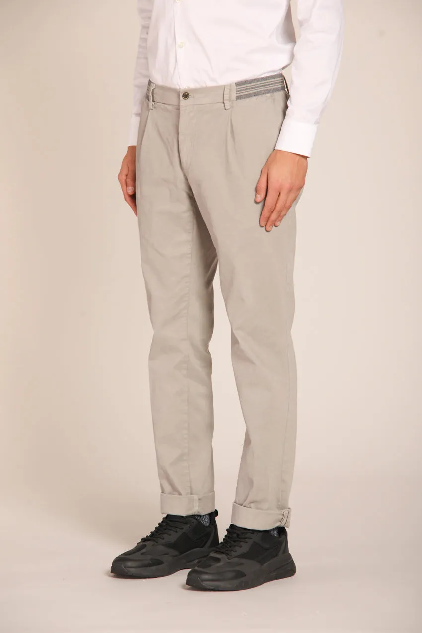 New York Elax 1 Pinces pantalone chino jogger uomo in gabardina regular fit