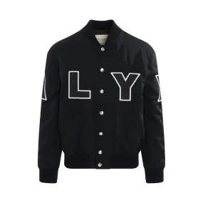 Nylon Logo Varsity Jacket in Black