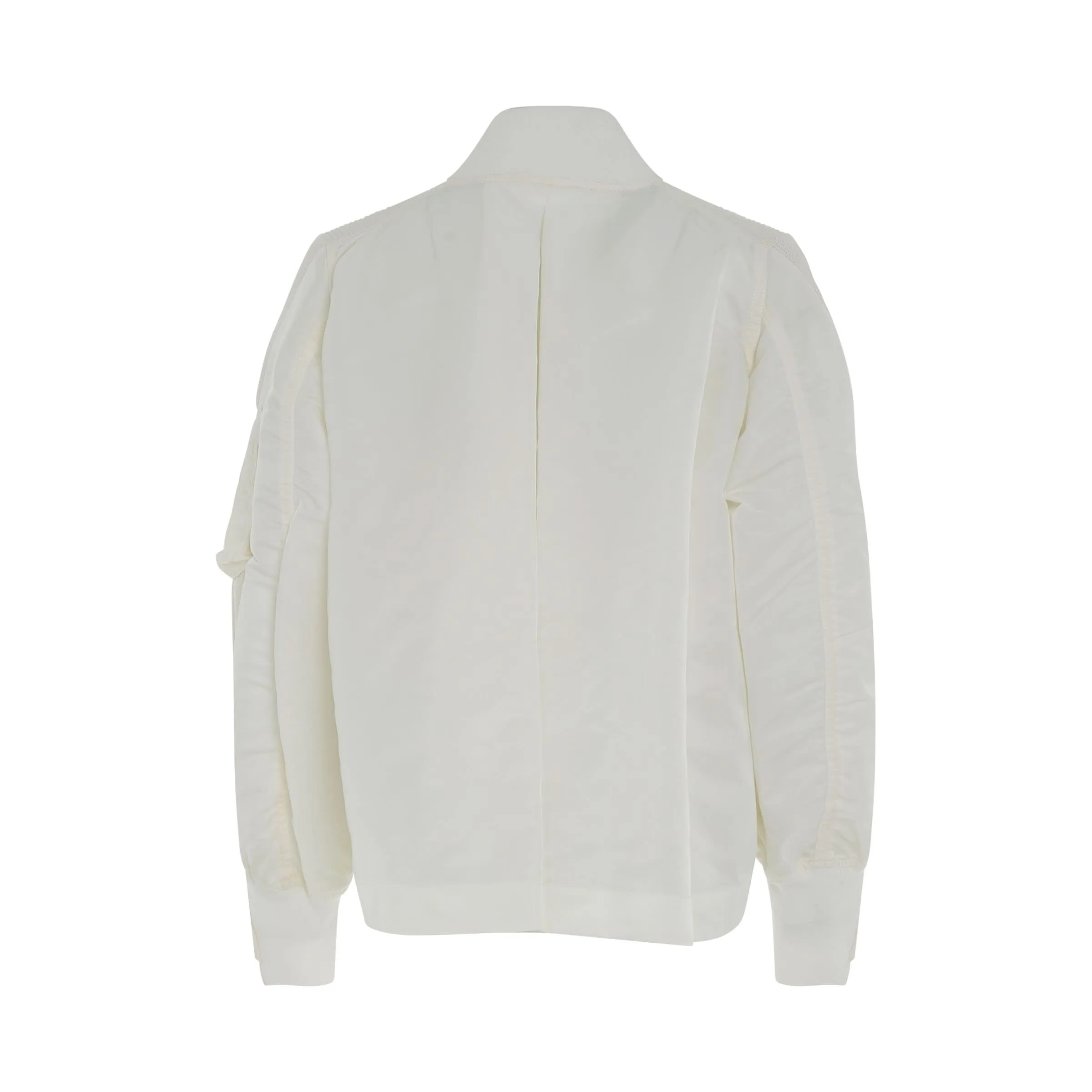 Nylon Twill Mix Knit Jacket in Off White