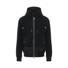 Nylon Twill Sponge Sweat Hooded Jacket in Black