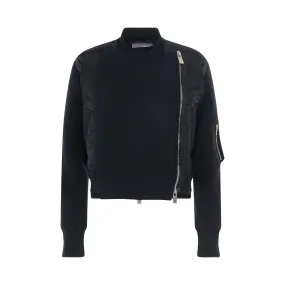 Nylon Twill Sponge Sweat Jacket in Black