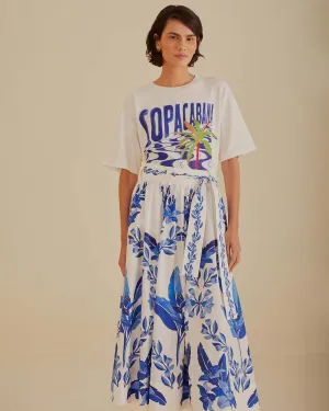 Off-White Blue Yard Organic Cotton Midi Skirt