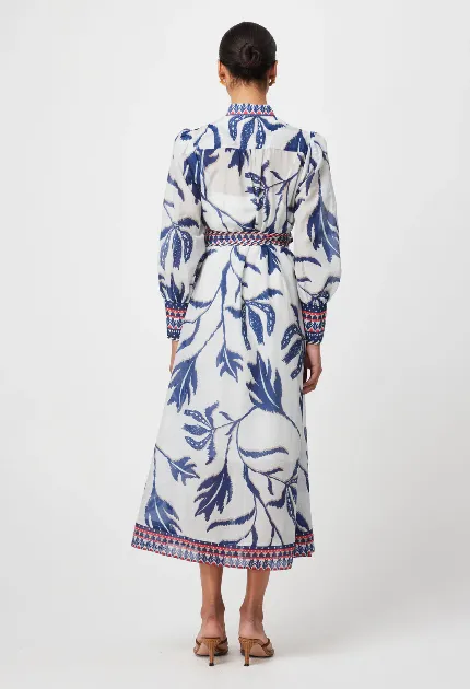 Once was TIERRA COTTON SILK DRESS IN PALM SHADOW