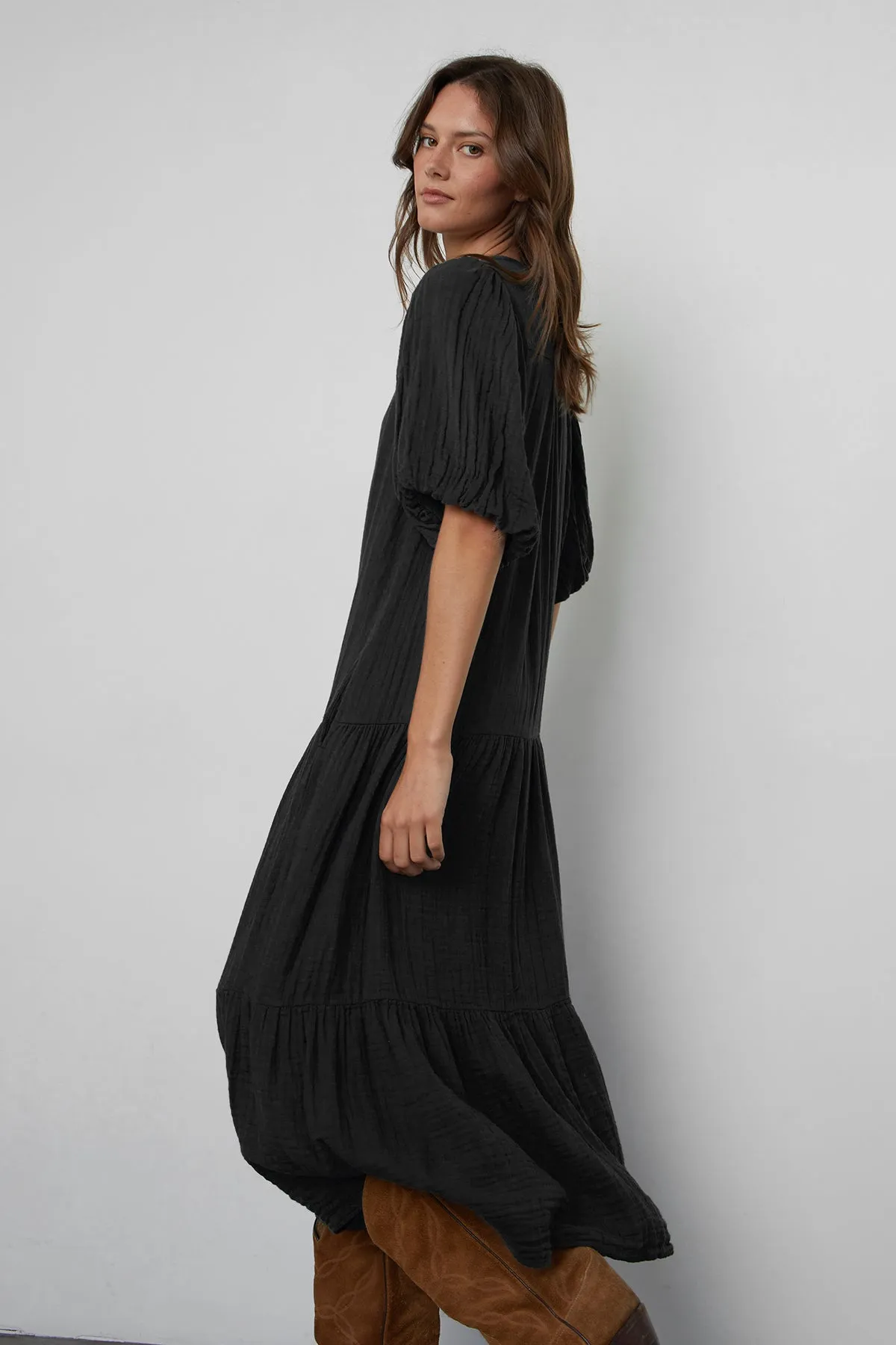 PAULINE COTTON GAUZE MIDI DRESS