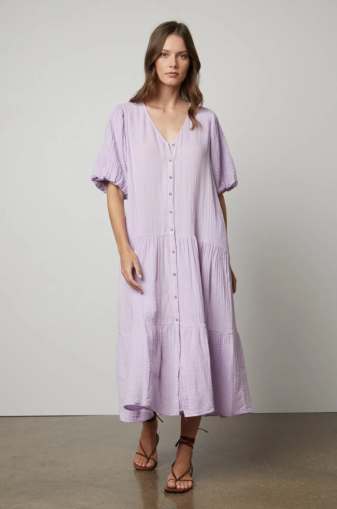 PAULINE COTTON GAUZE MIDI DRESS