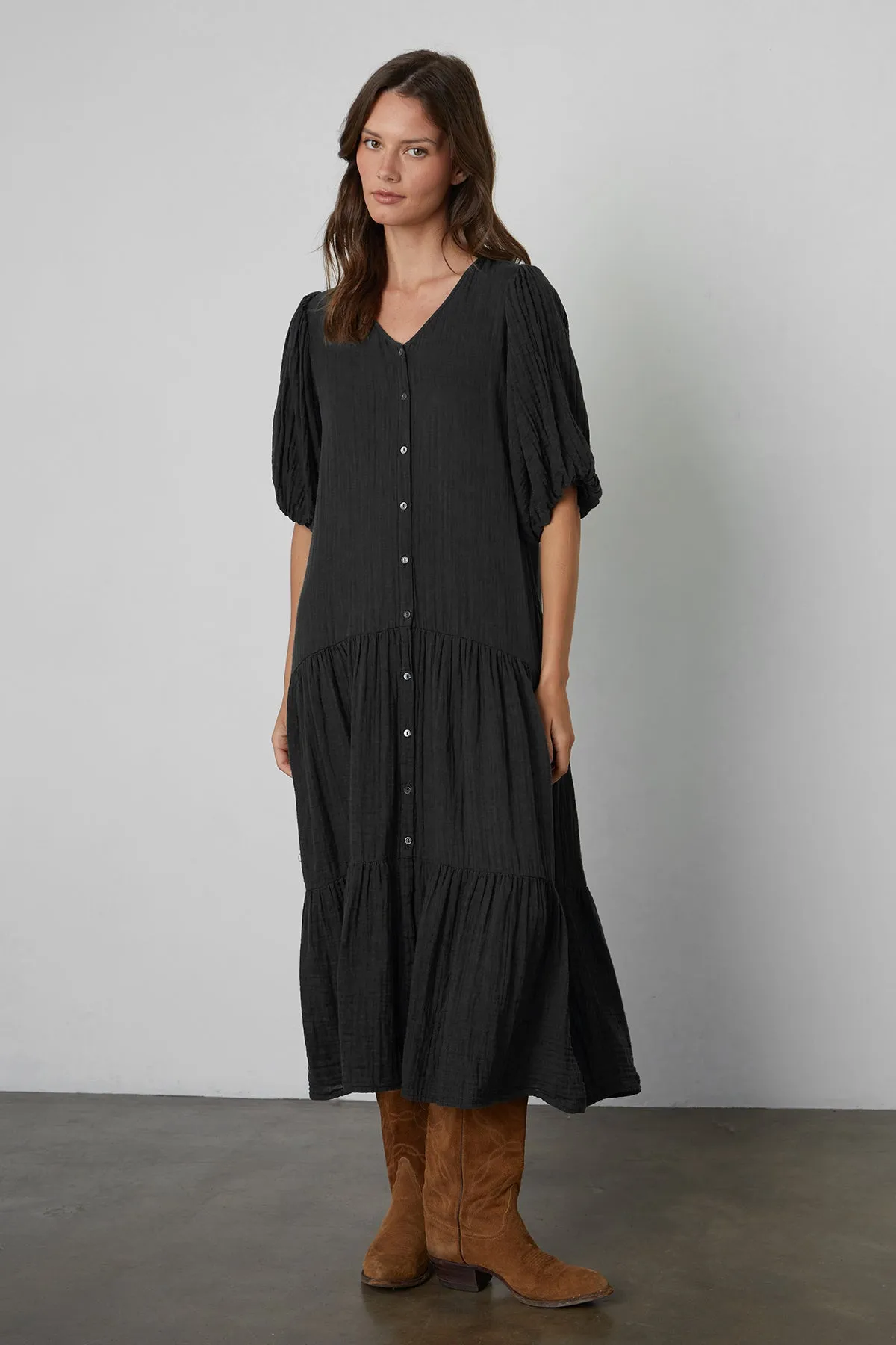 PAULINE COTTON GAUZE MIDI DRESS