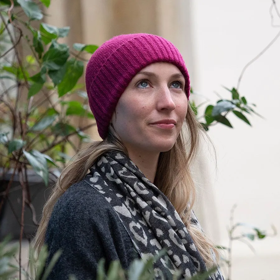 Pink Knitted Beanie Hat