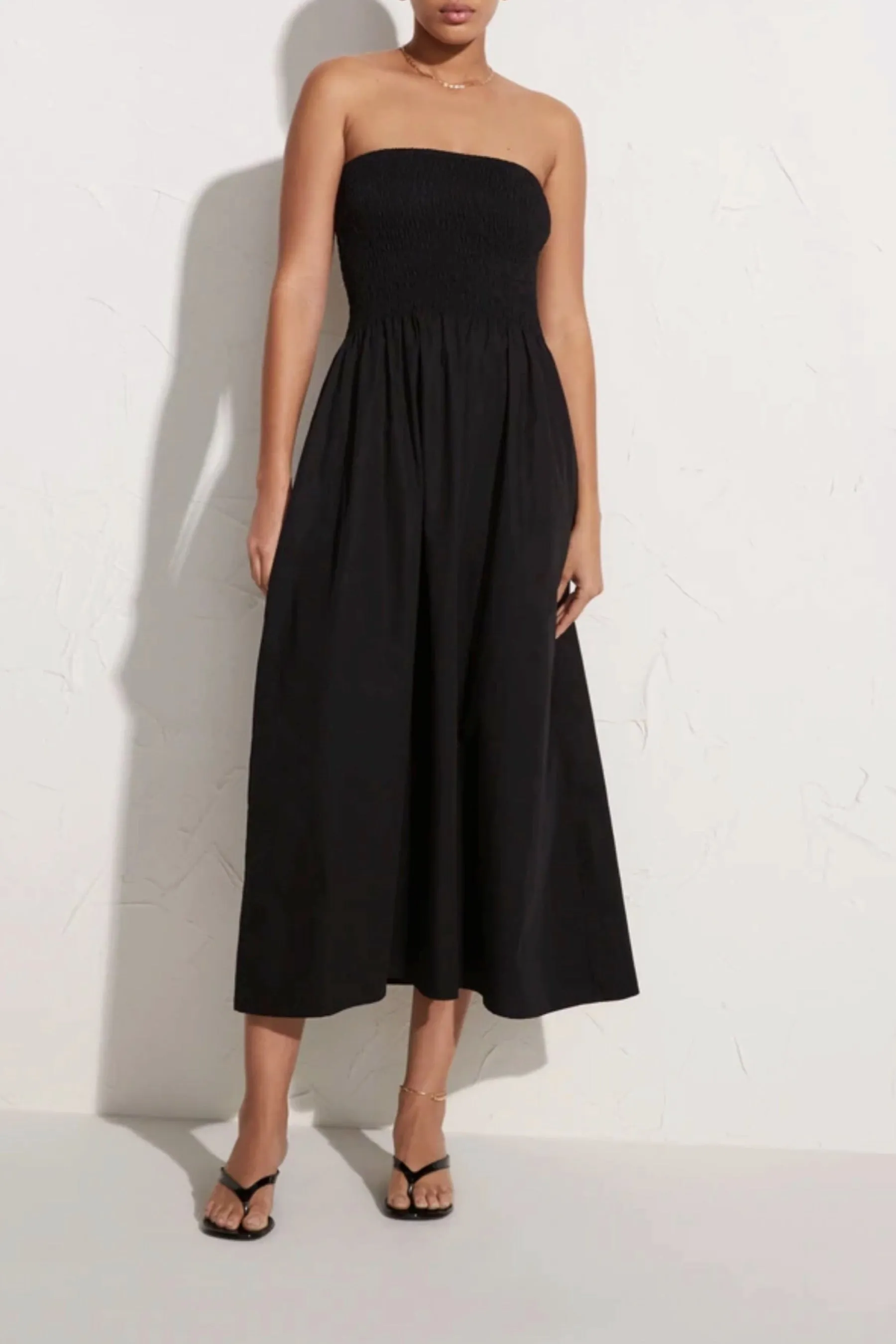 Plain Black Madella Midi Dress