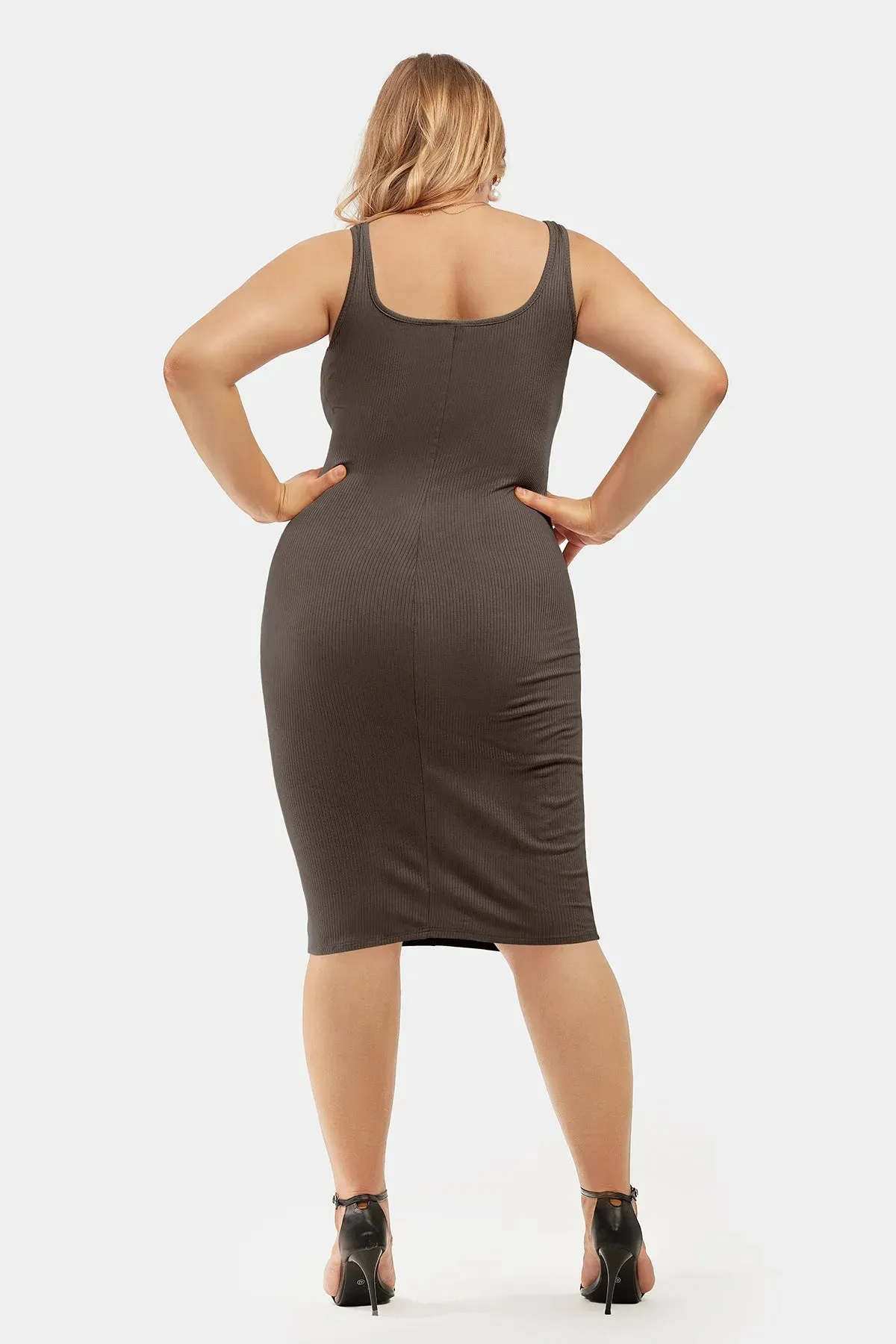 Plain Square Neck Bodycon Sexy Tank Dress