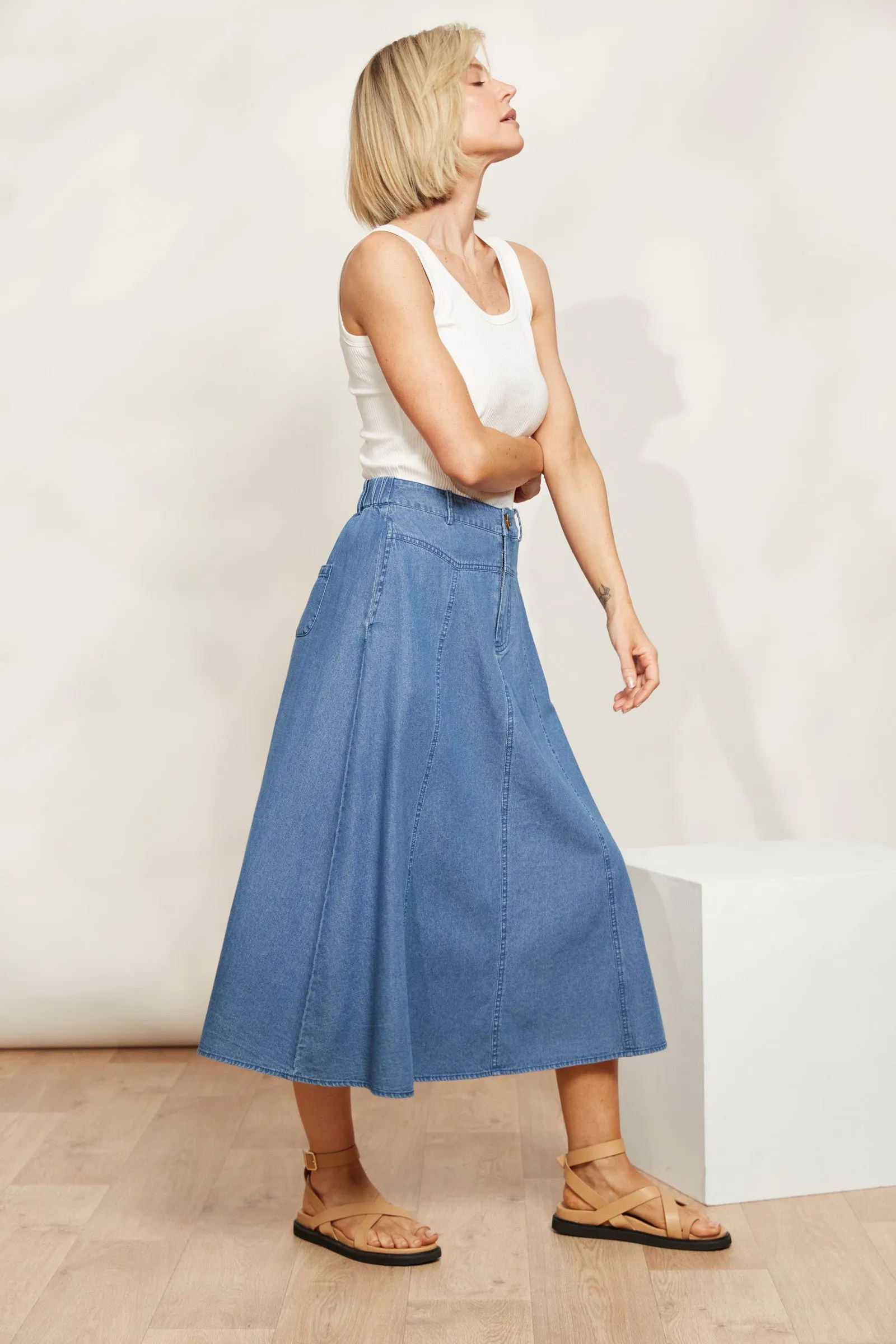 Playa Midi Skirt - Denim