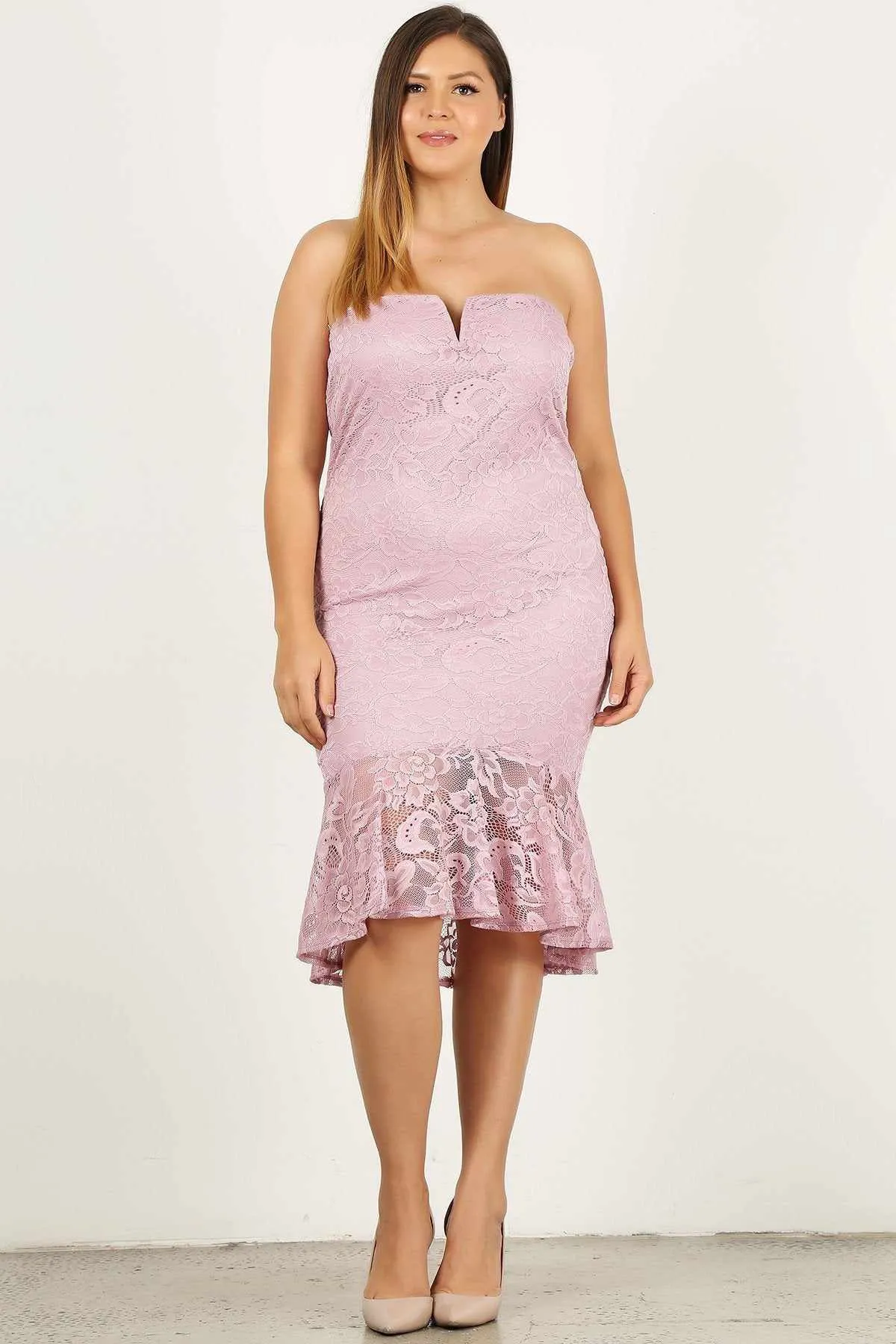 Plus Size Lace Midi Dress