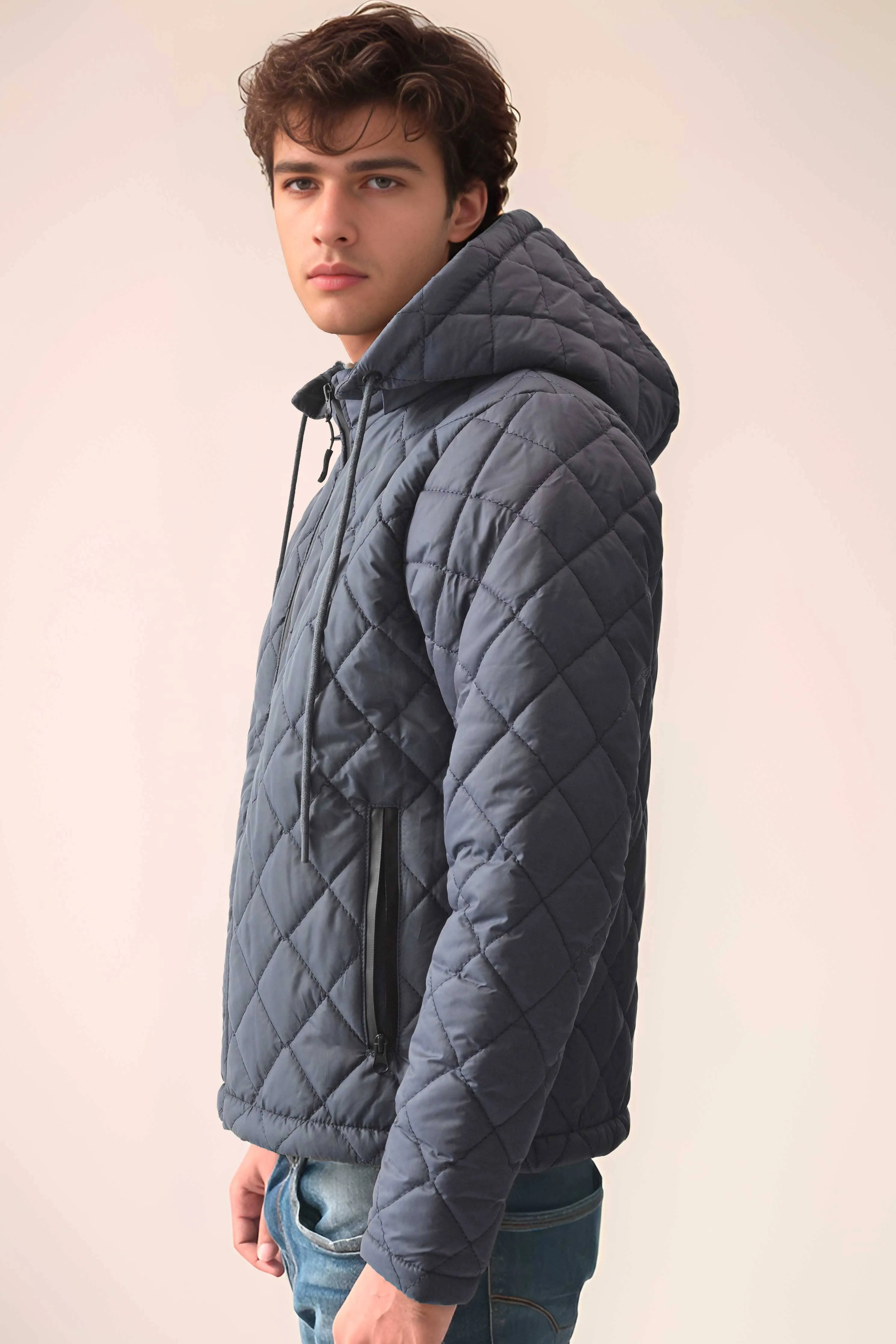 Polo Republica Men's Quilted Puffer Hooded Jacket