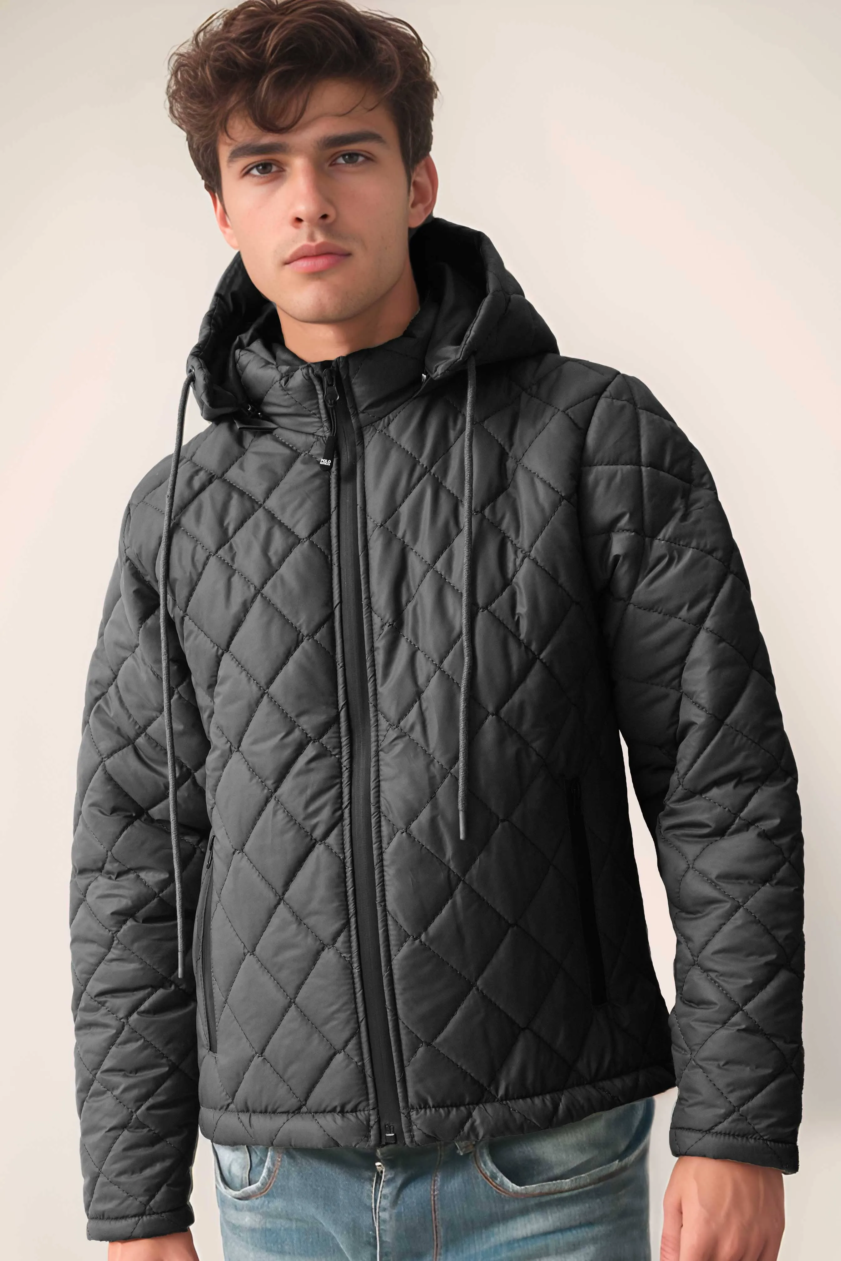 Polo Republica Men's Quilted Puffer Hooded Jacket