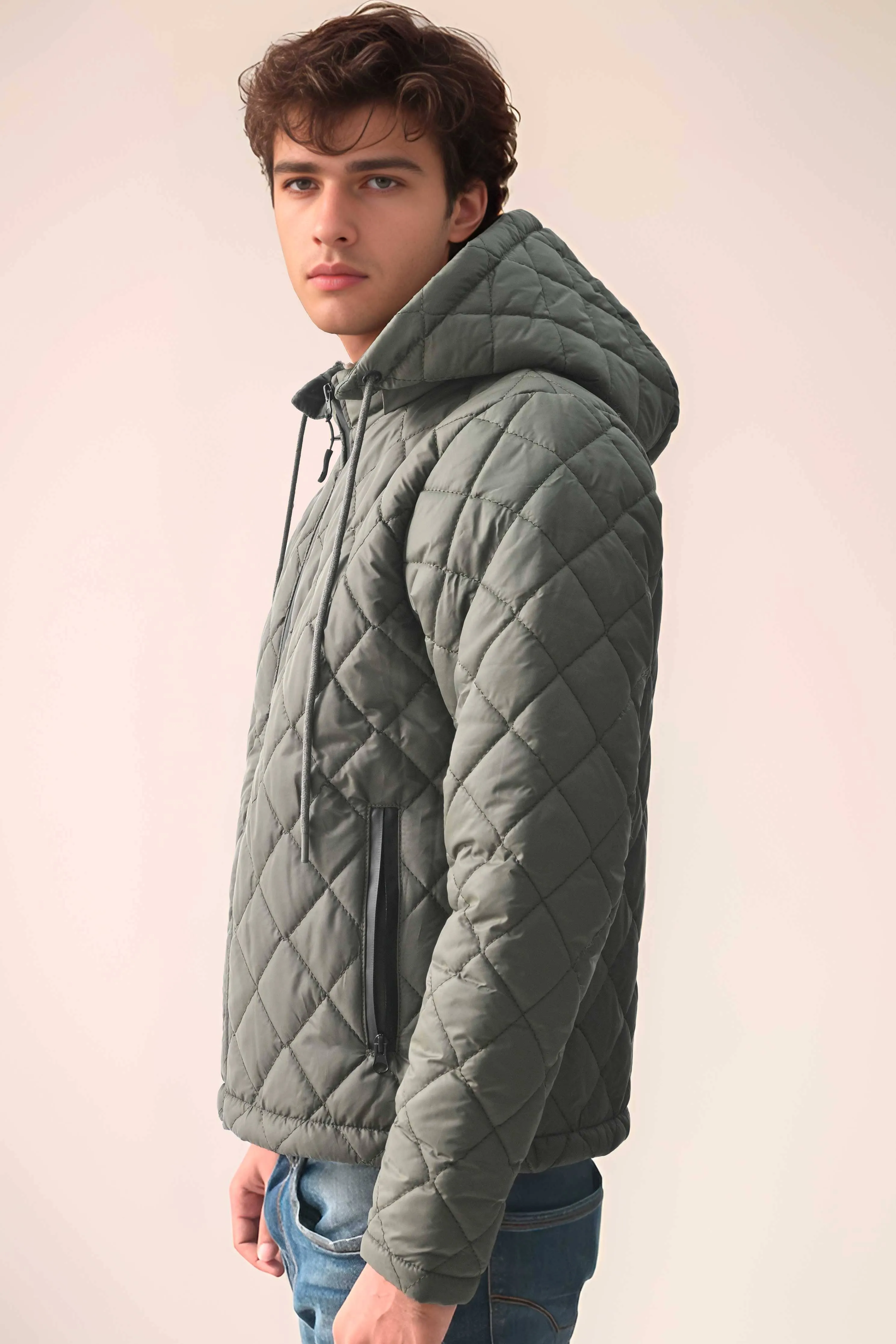 Polo Republica Men's Quilted Puffer Hooded Jacket