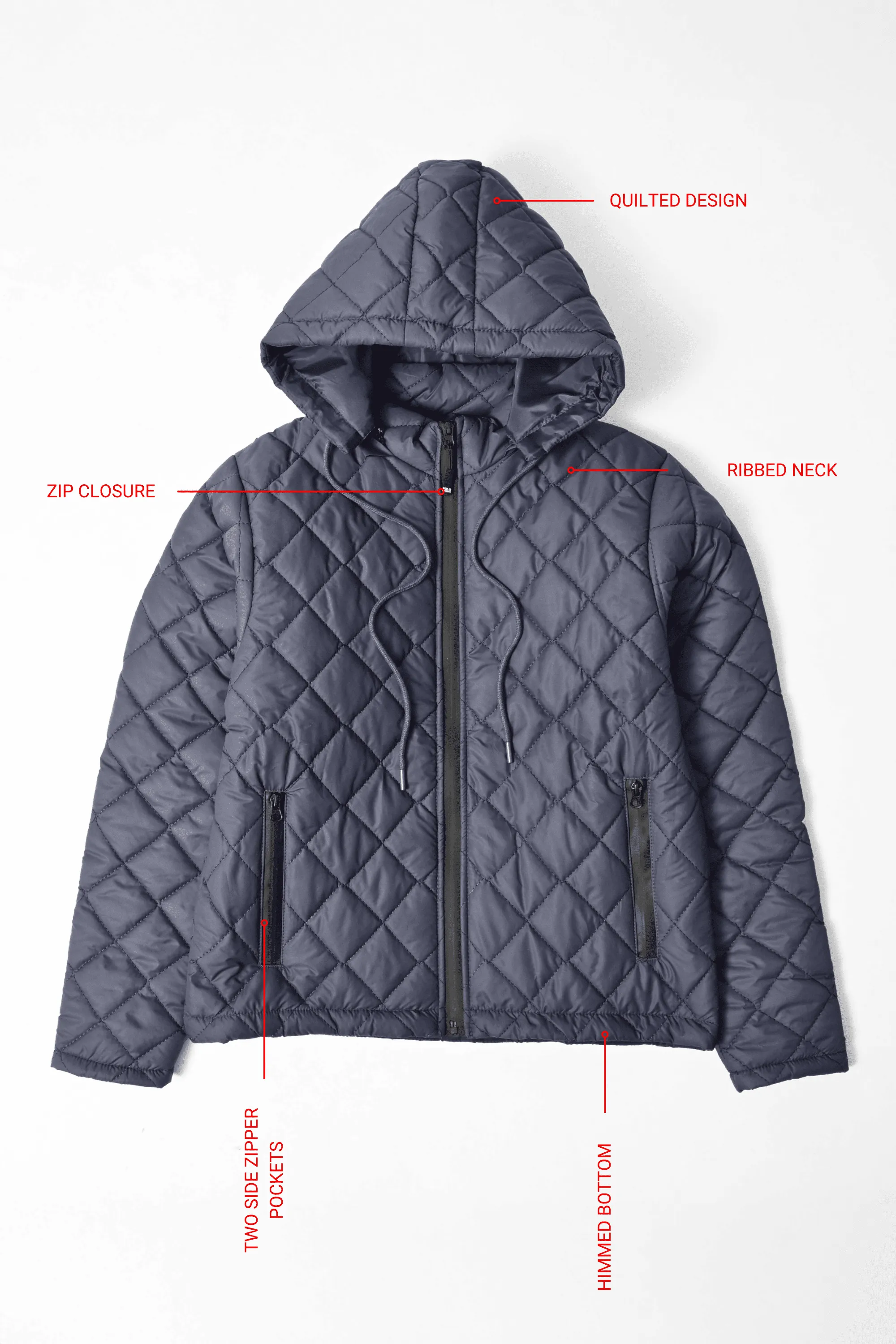 Polo Republica Men's Quilted Puffer Hooded Jacket