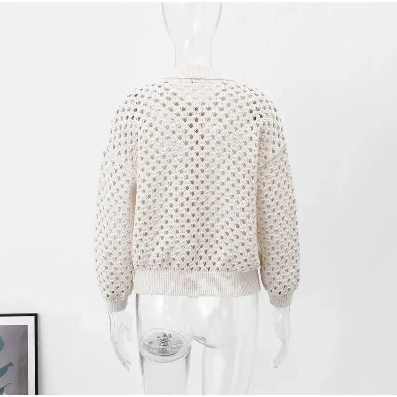 Pre Order:  Crochet Knit Cotton Bomber Jacket