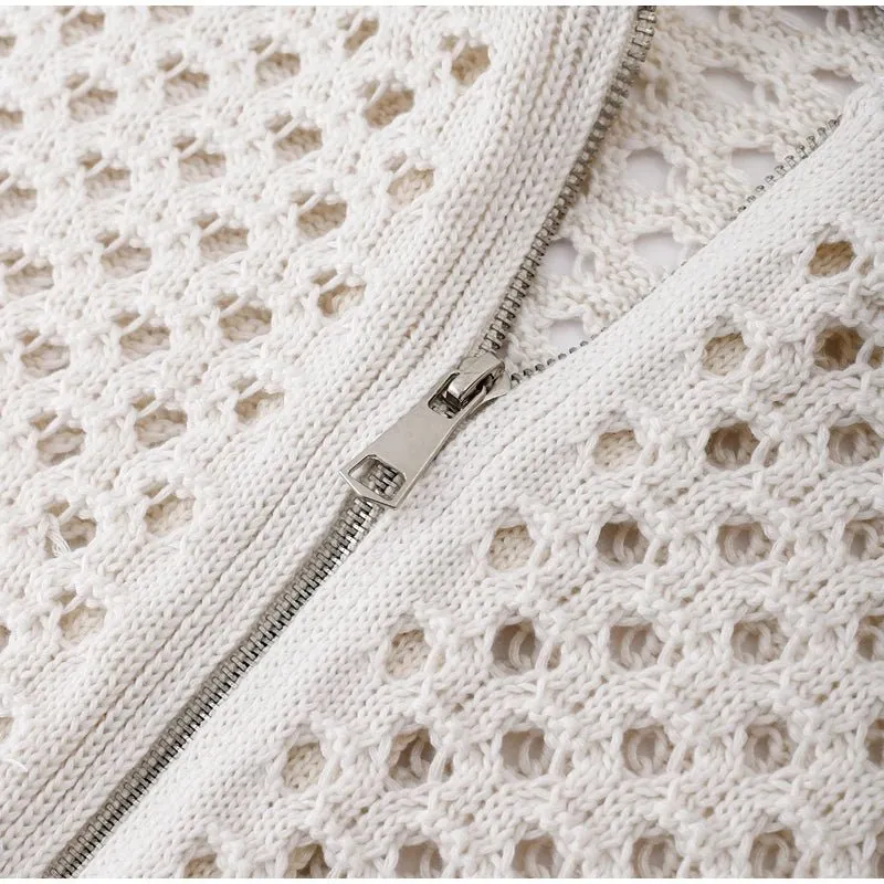 Pre Order:  Crochet Knit Cotton Bomber Jacket