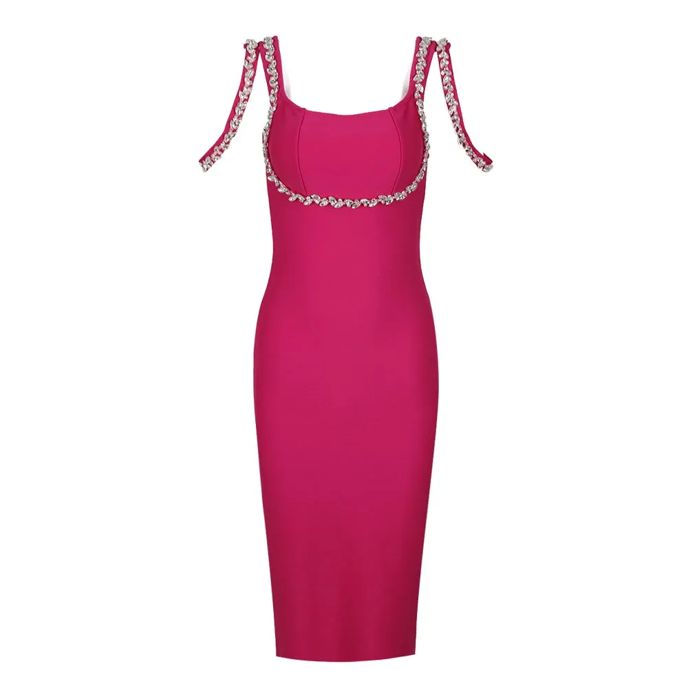 Pre Order:  Diamond Spaghetti Strap Bandage Dress