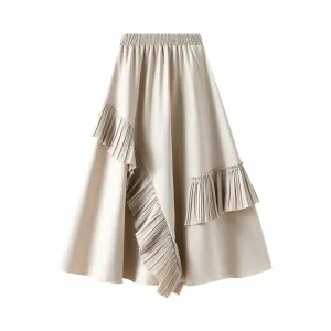 Pre Order:  Ruffle Trim Midi A-Line Skirt