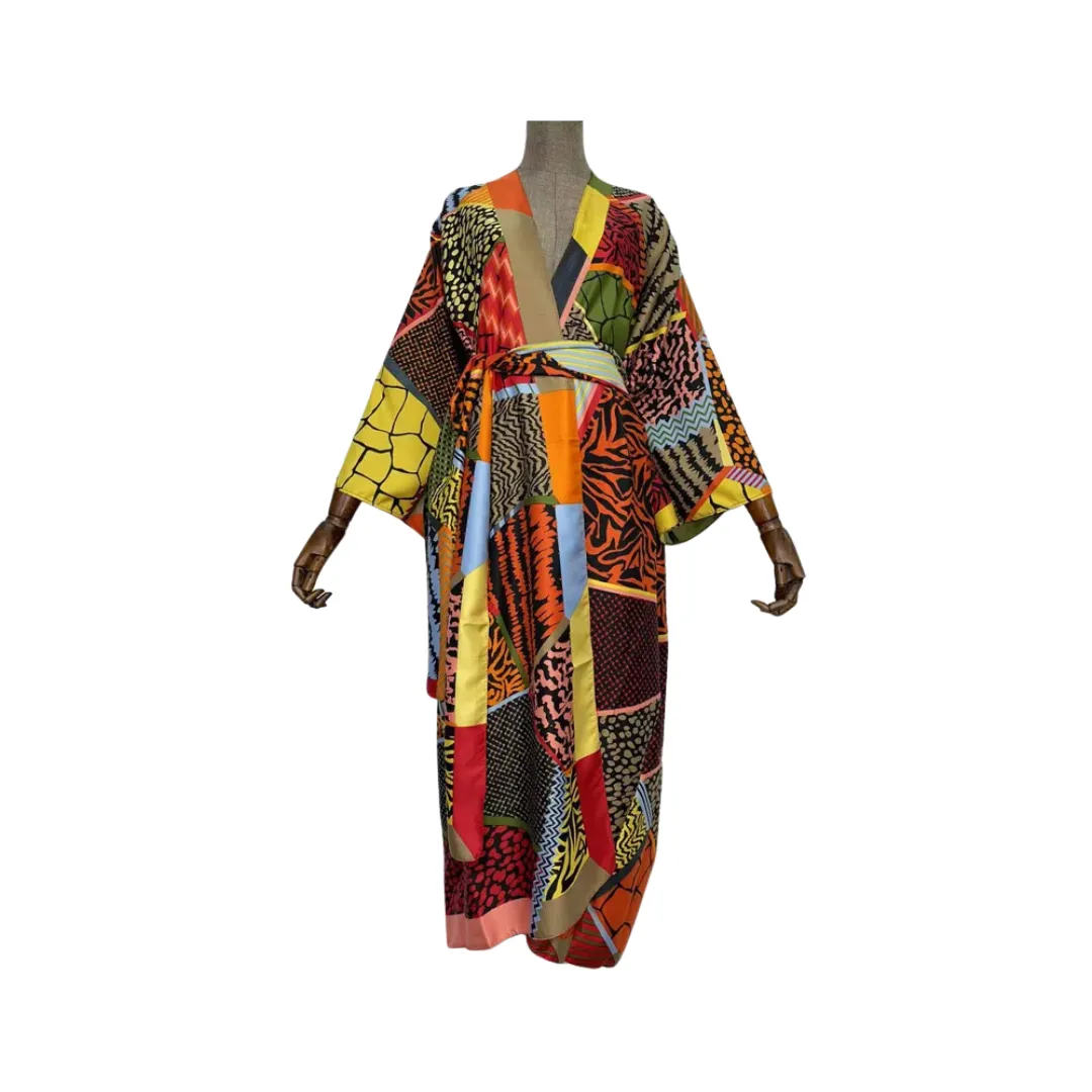 Pre Order: Vibrant Maxi Kimono Cardigan with Belt - WINI