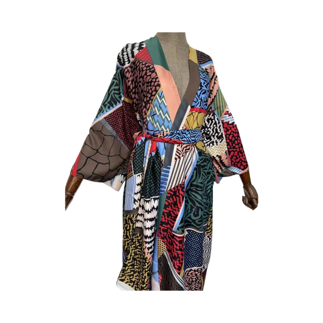 Pre Order: Vibrant Maxi Kimono Cardigan with Belt - WINI