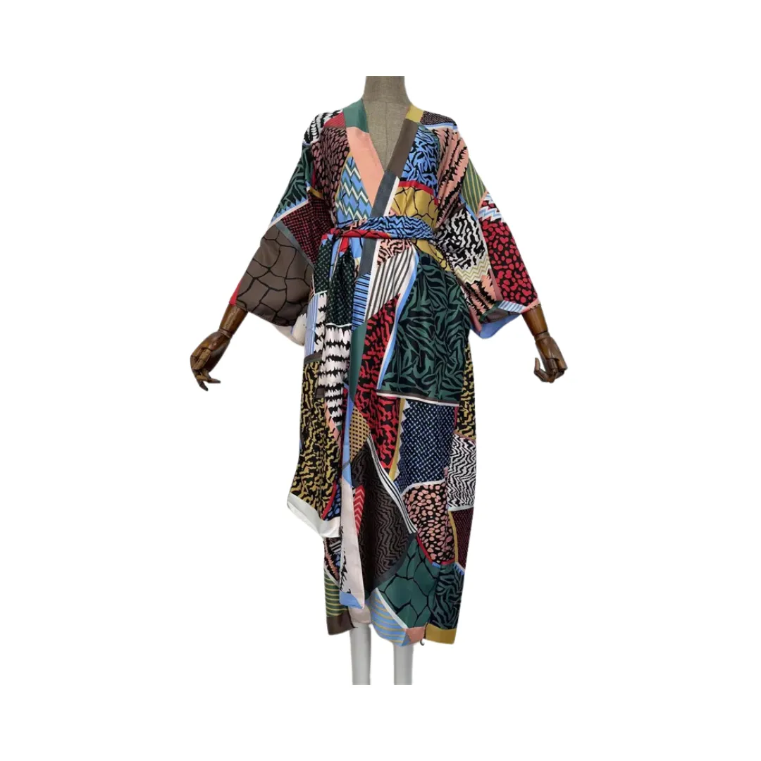 Pre Order: Vibrant Maxi Kimono Cardigan with Belt - WINI