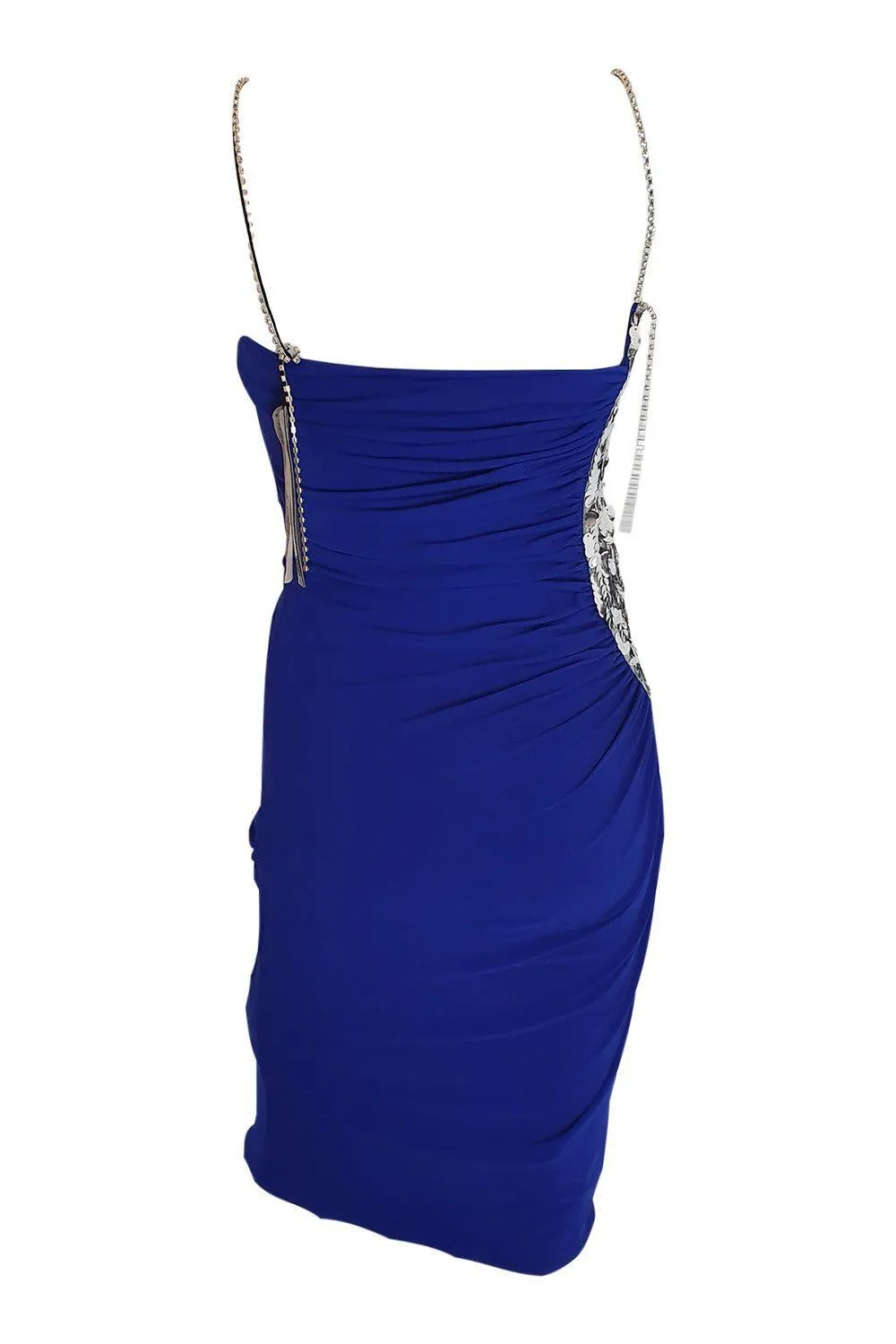 PREEN By THORNTON BREGAZZI Crepe Sequin Electric Blue Jodie Bodycon Dress (XS)