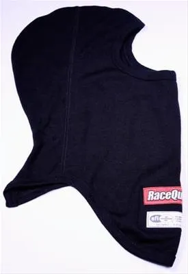 RaceQuip SFI 3.3 Fire Retardant (FR) Underwear Head Sock Balaclava - Single Layer or Two Layer Hood Black