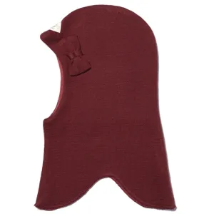 Racing Kids Round Balaclava Wool/Cotton Bow Dark Rose