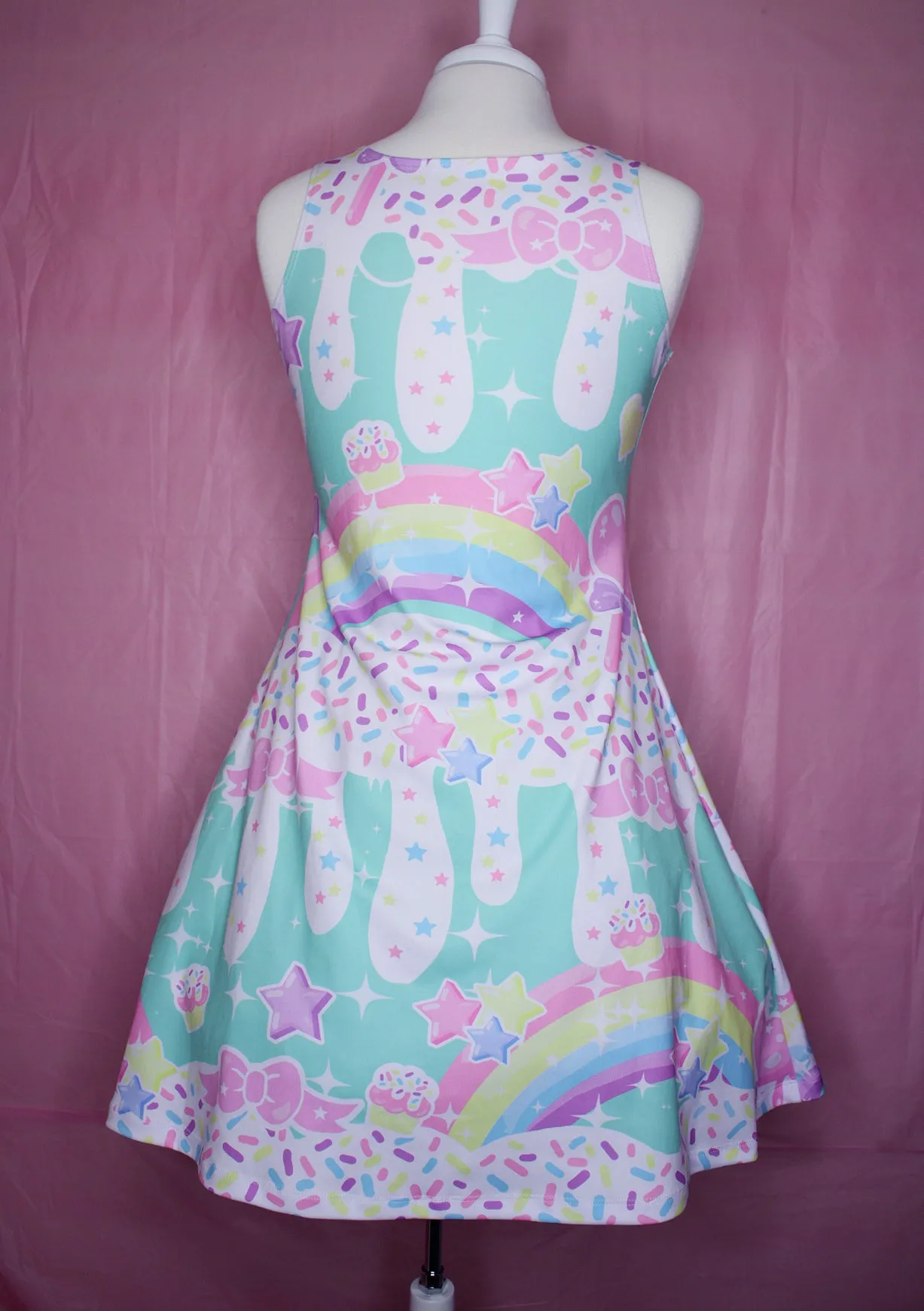 Rainbow Sweets Mint Sleeveless Skater Dress [Made To order]