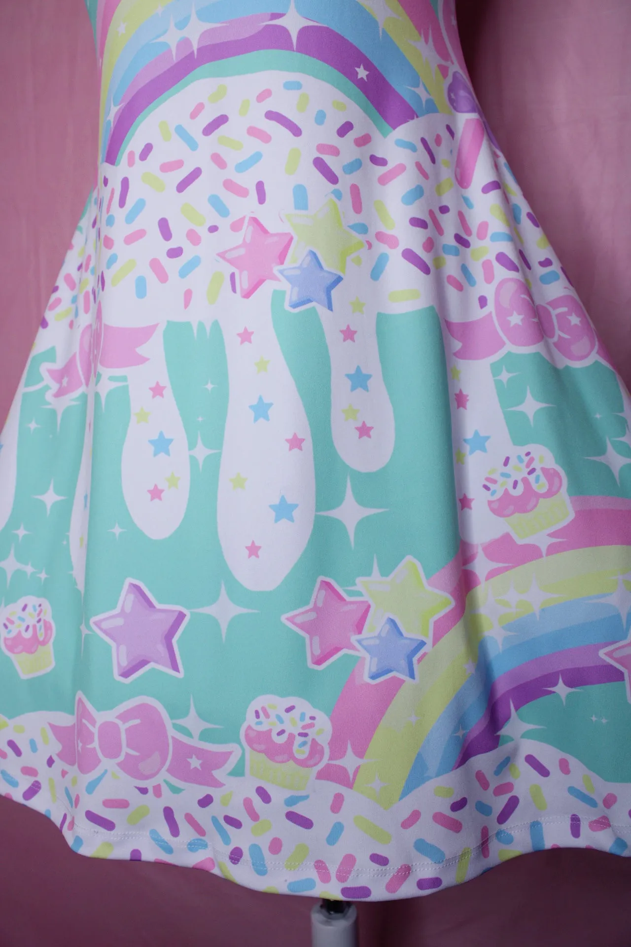 Rainbow Sweets Mint Sleeveless Skater Dress [Made To order]