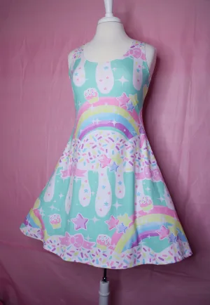 Rainbow Sweets Mint Sleeveless Skater Dress [Made To order]