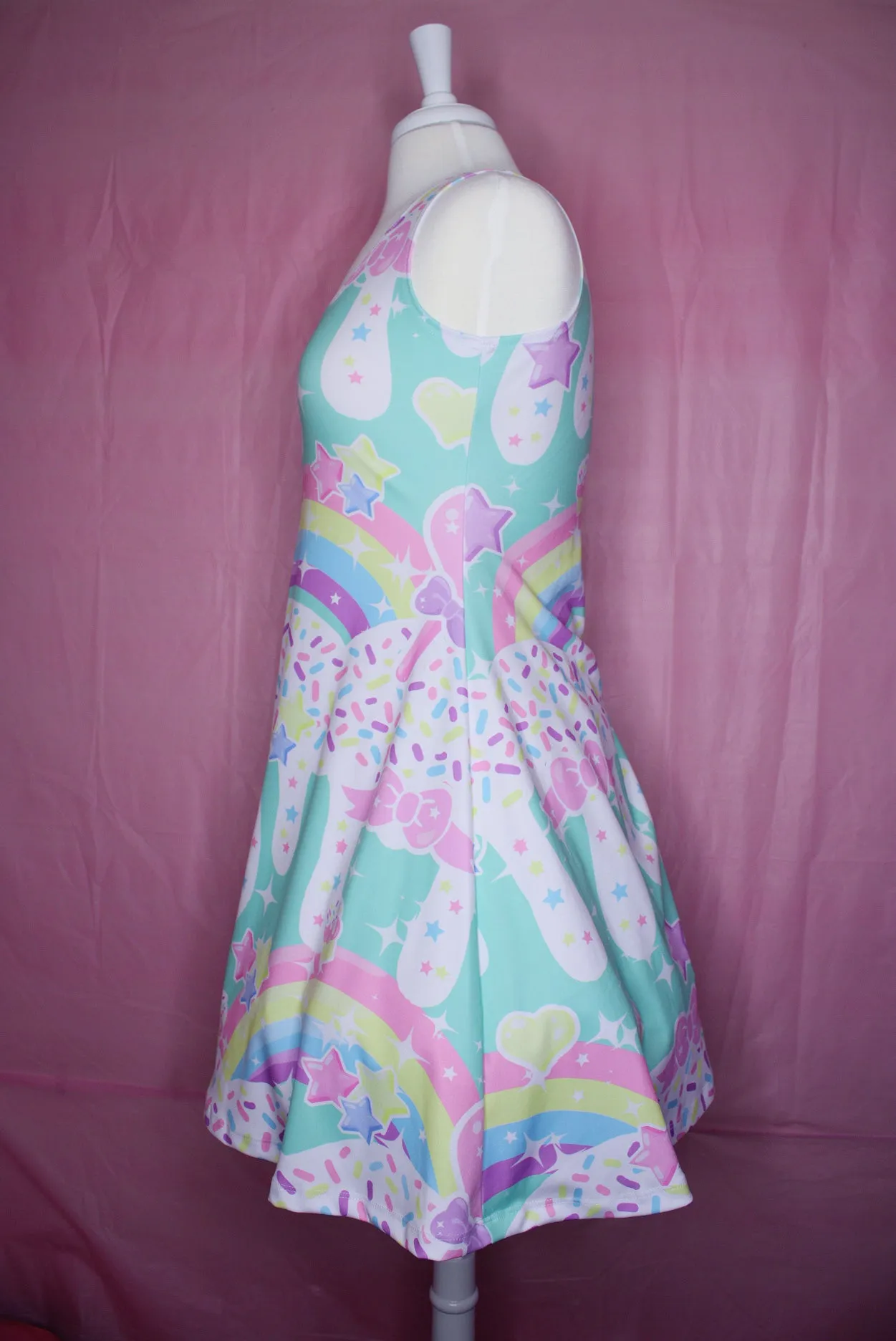 Rainbow Sweets Mint Sleeveless Skater Dress [Made To order]