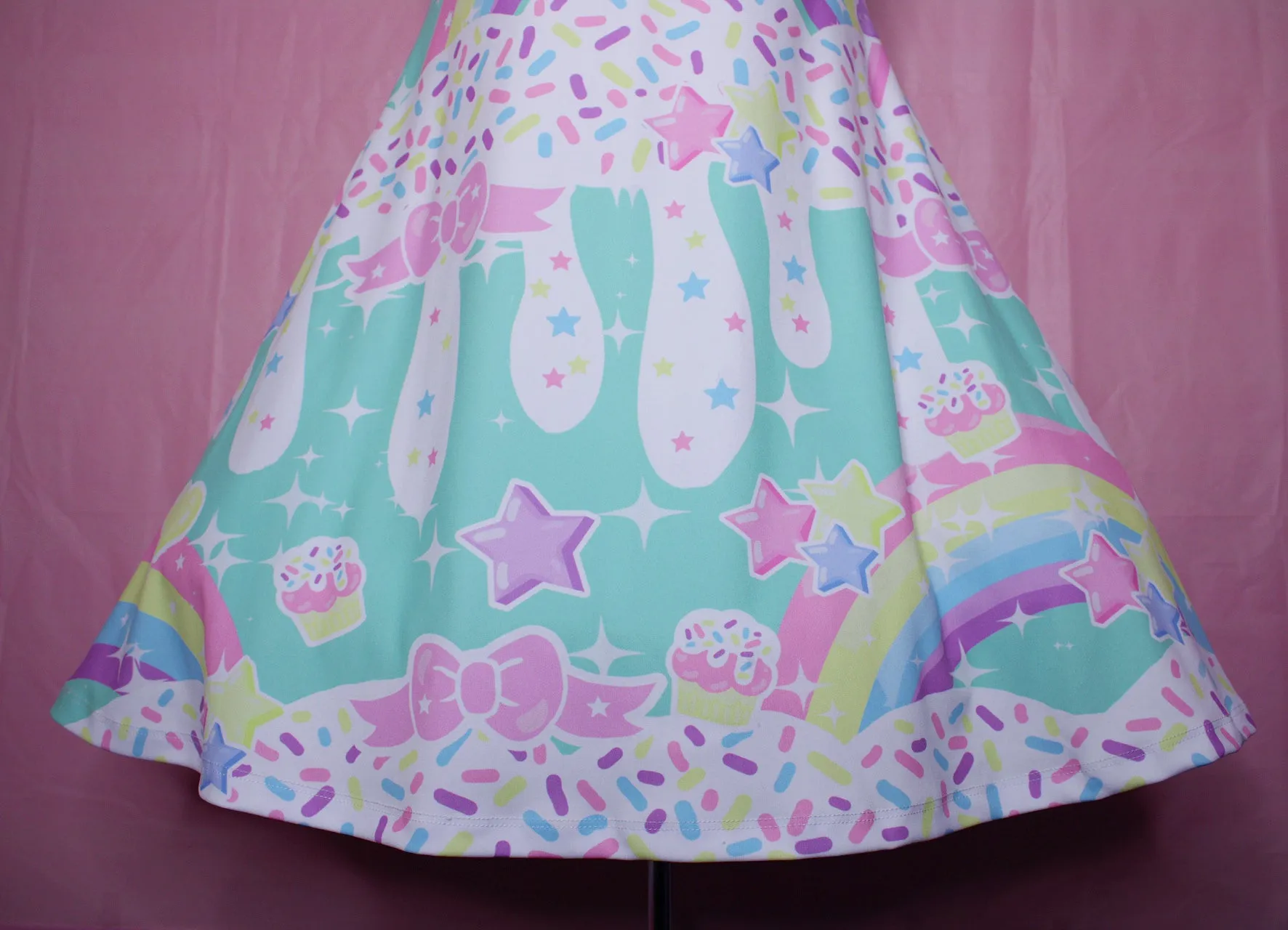 Rainbow Sweets Mint Sleeveless Skater Dress [Made To order]