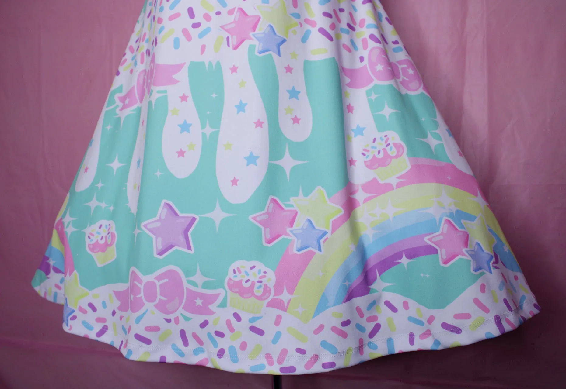 Rainbow Sweets Mint Sleeveless Skater Dress [Made To order]