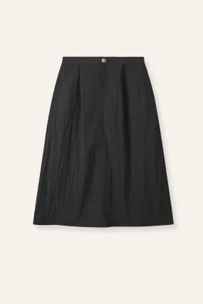 RALLY cotton-blended midi skirt (Black)