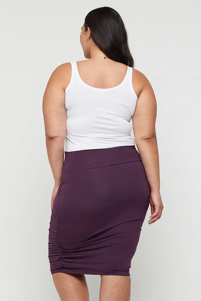 Ruched Bamboo Skirt - Plum