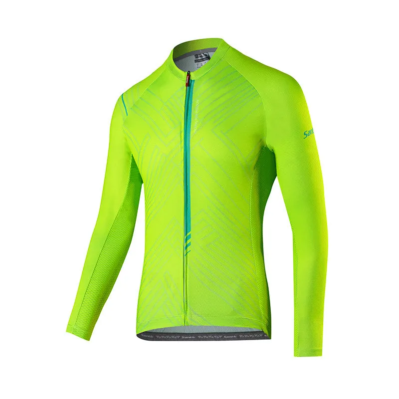 Santic Light Stripe Green Men’s Cycling Jersey Long Sleeve