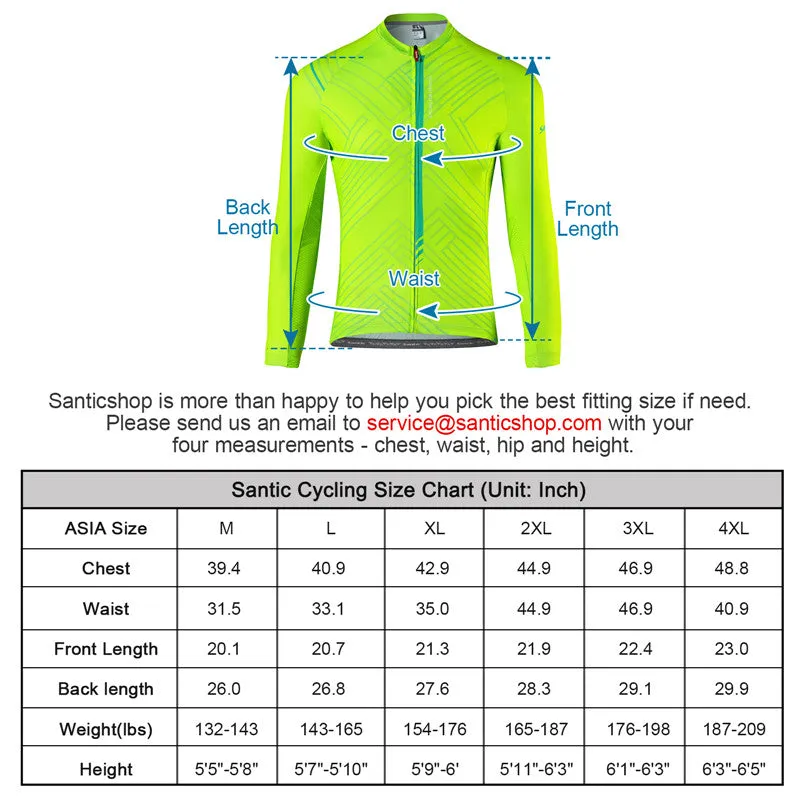 Santic Light Stripe Green Men’s Cycling Jersey Long Sleeve