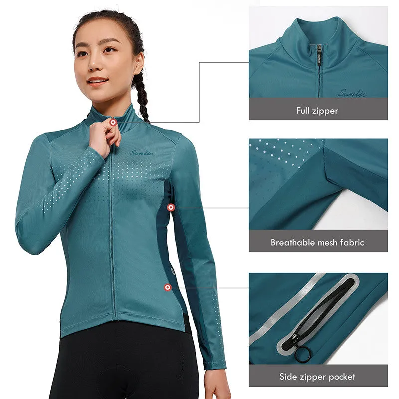 Santic Taki Cycling Jersey Women Long Sleeve Blue