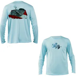 Sea Fear Men&s 50  UPF Long Sleeve Rash Guard Scuba Diving, Snorkeling, Stingray, Arctic Blue, Size: 3