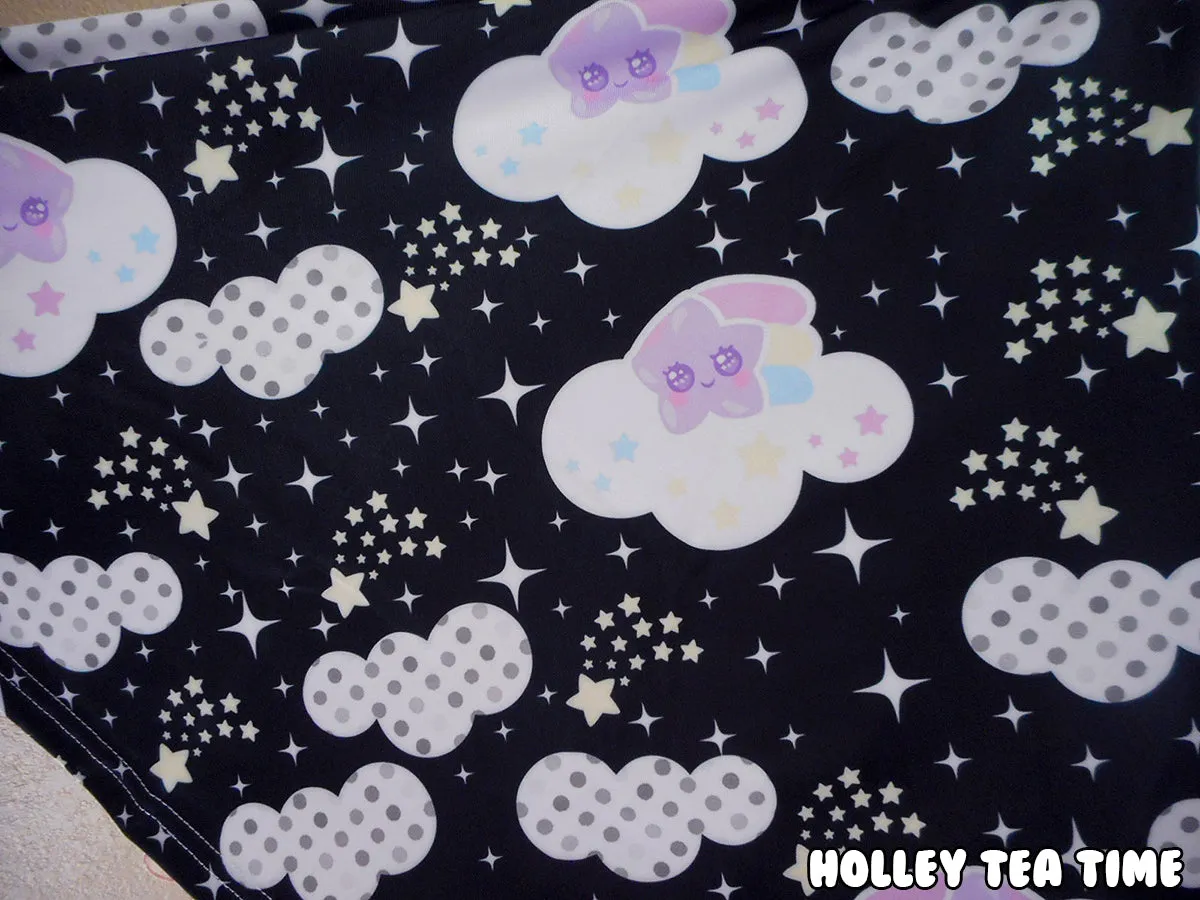 Shooting Star Clouds Black Skater Dress [Made To Order]