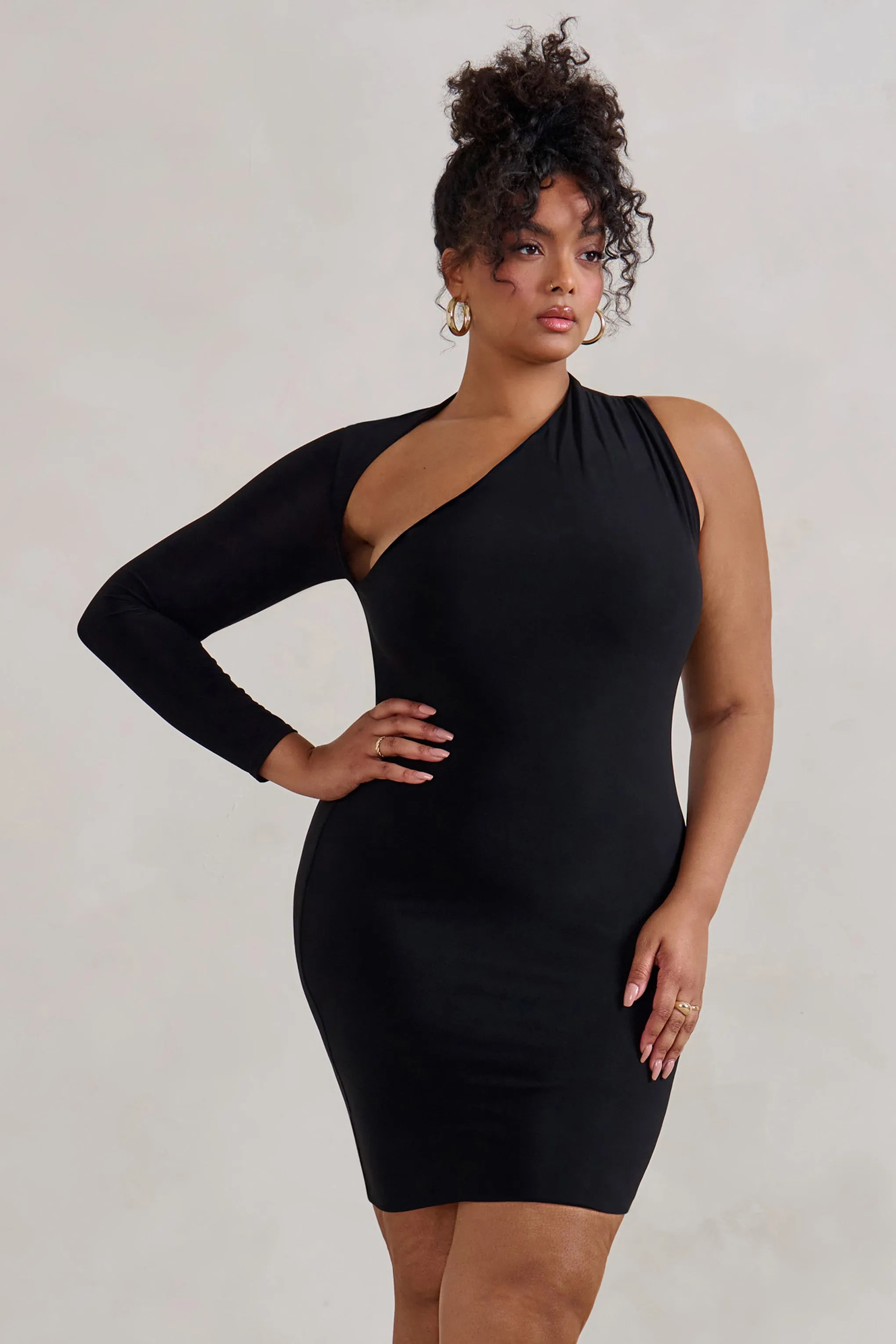 Siren | Black One Shoulder Bodycon Mini Dress