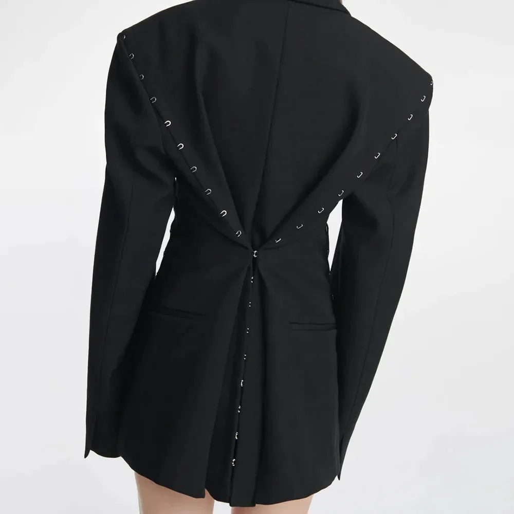 Solid Irregular Designer Blazers For Women Notched Collar Long Sleeve Tunic Spliced Single Breasted Casaul Blazer Female New