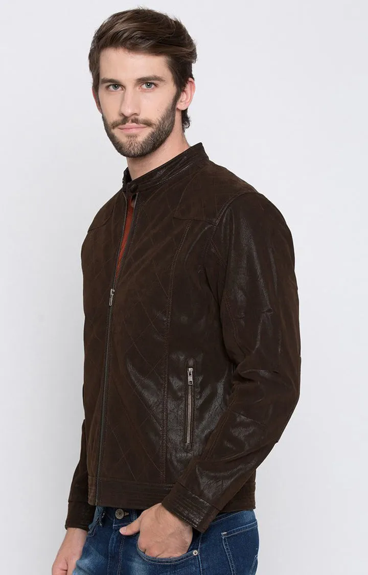 Spykar Men Brown Solid Regular Bomber Jacket