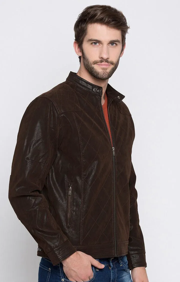 Spykar Men Brown Solid Regular Bomber Jacket