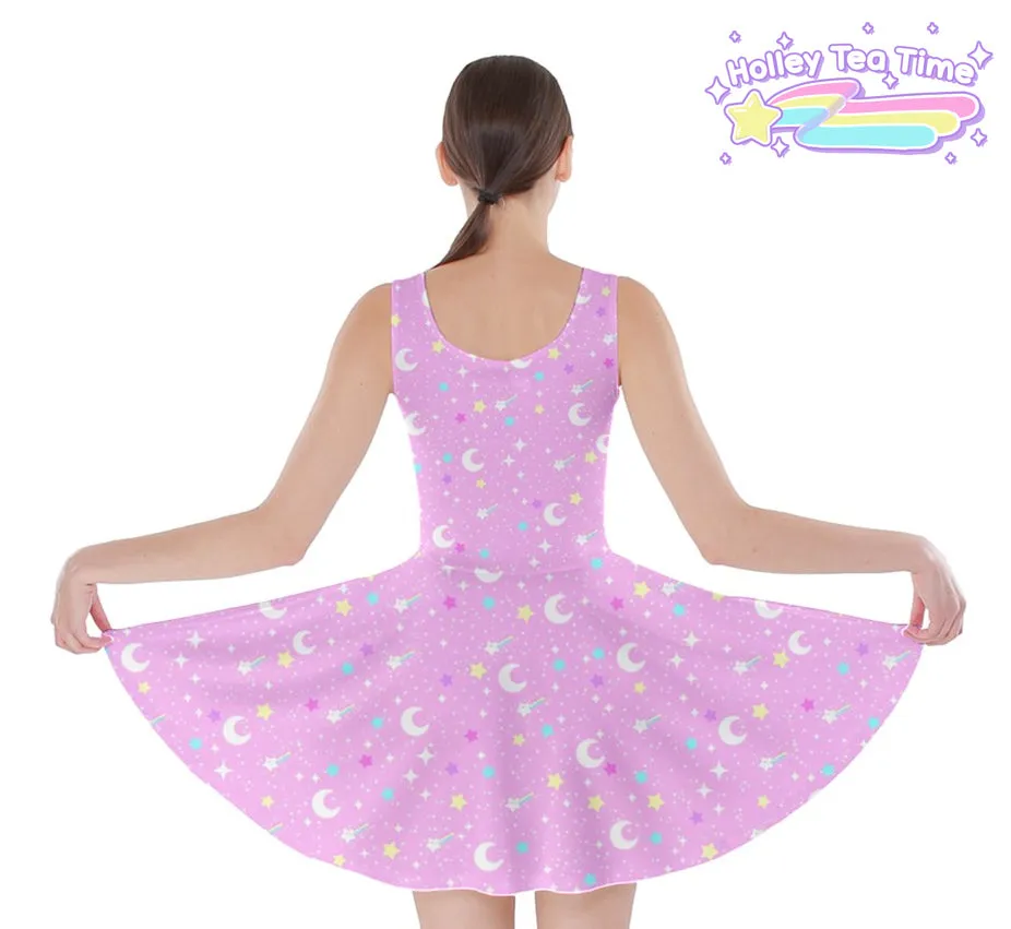 Starry Glitter Pink Skater Dress [made to order]