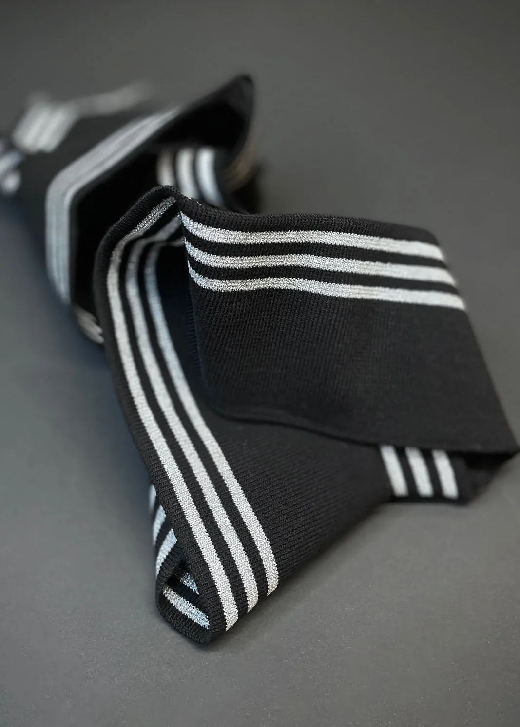 Striped Cotton Rib - Black   Silver