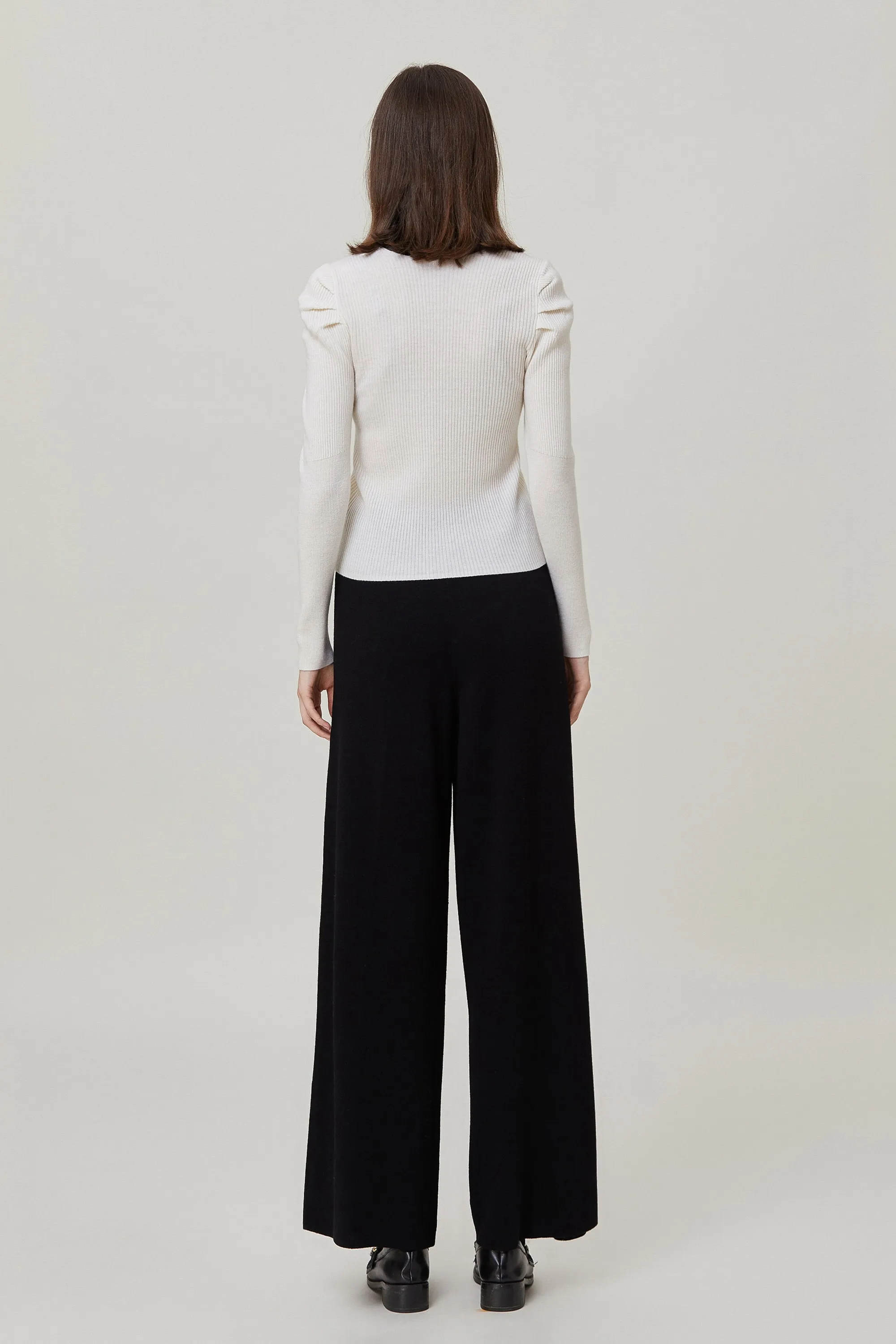 Sylphide | Isaure Black And White Puff Wool Sweater