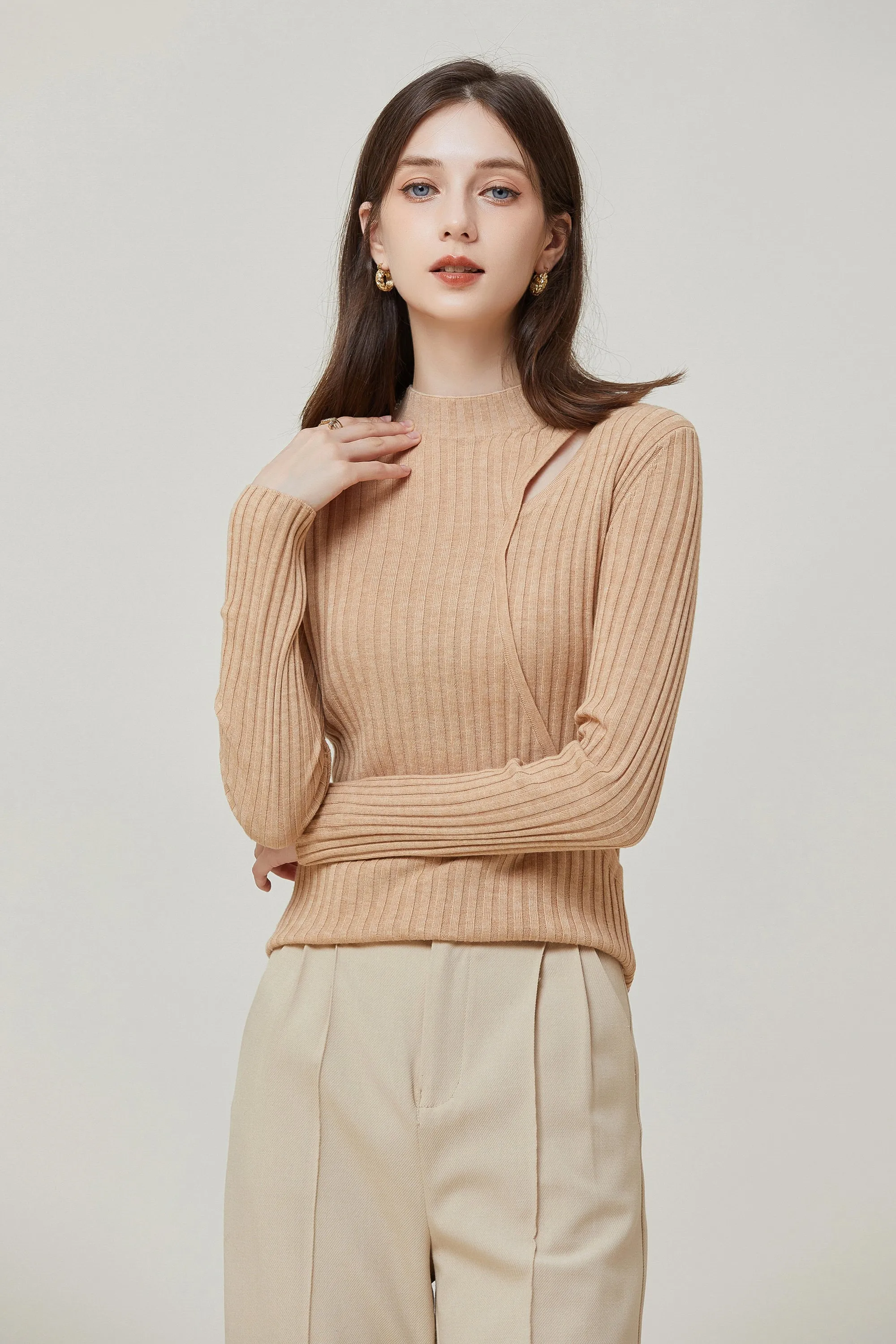 Sylphide | Noele Apricot Cut Out Wool Sweater